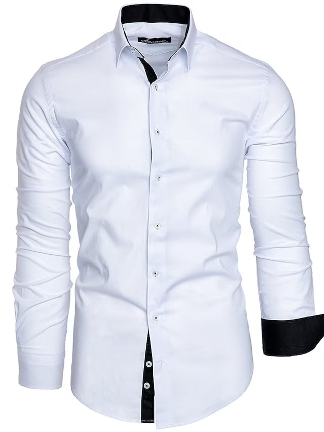 Men's Slim Fit Contrast Trim Long Sleeve Shirt
