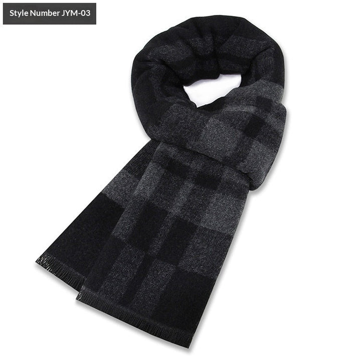 Mens Wool-Blend Plaid Scarf Winter Warmth & Extra Thickness