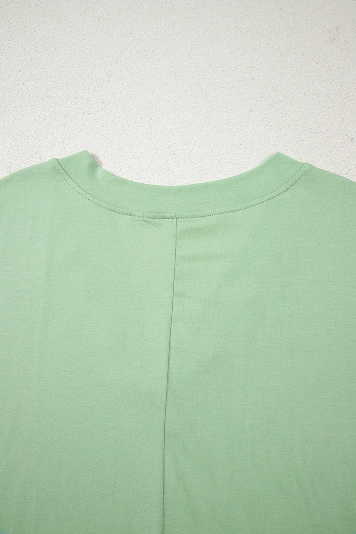 Grass Green Loose Half Sleeve V Neck Knit Romper
