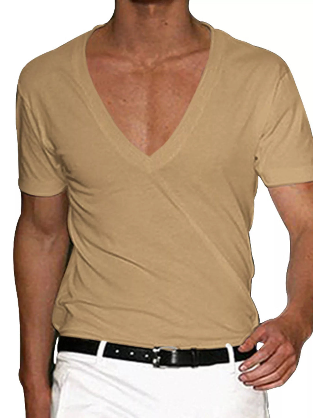 Men's Full Size Deep V-Neck T-Shirt Plus Size