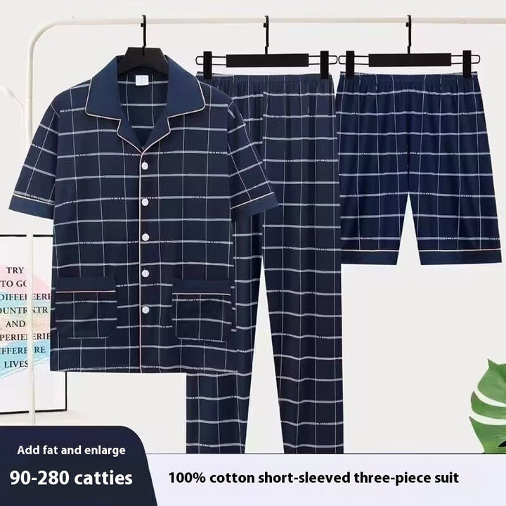 Men's Pajamas Short-sleeved Three-piece Suit