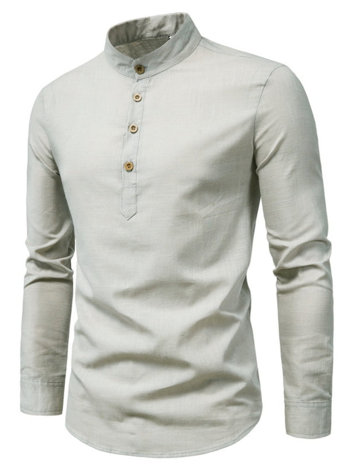 Men's Plus Size Button Detail Long Sleeve Shirt
