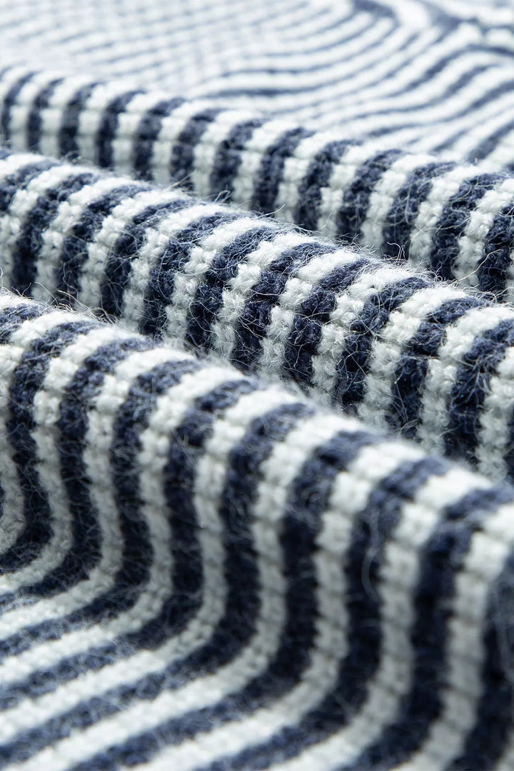 Striped Lantern Sleeve Drop Shoulder Cozy Sweater
