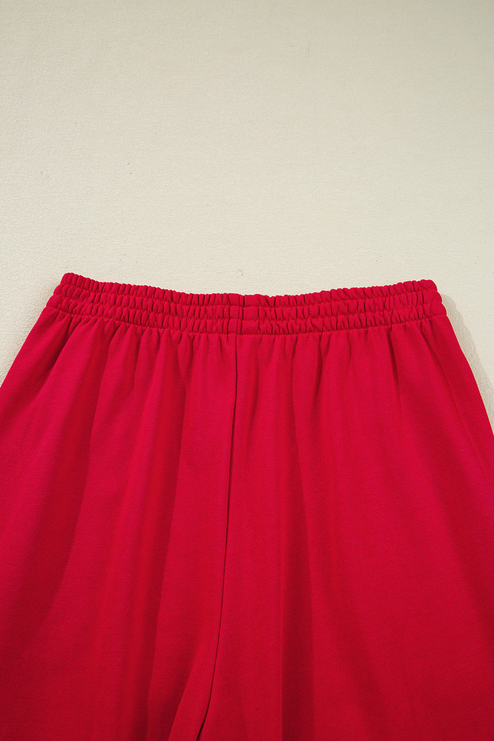 Fiery Red Varsity Striped Detail Crewneck Pullover Elastic Sweatpants 2pcs Outfit