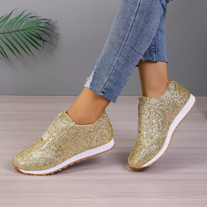 Round Toe Glitter Slip-Ons