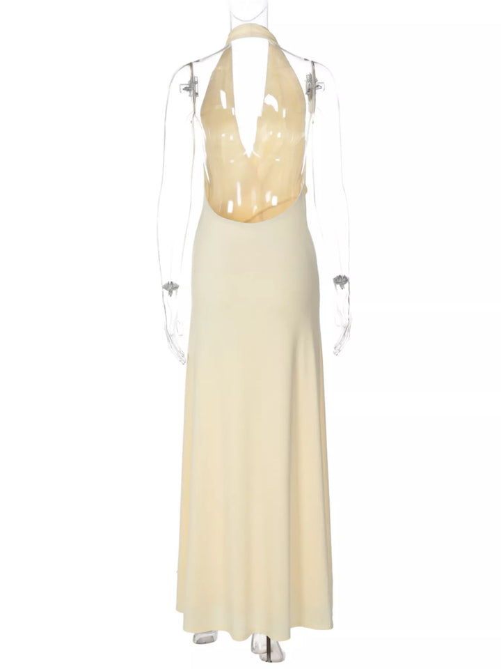 Split Backless Halter Neck Maxi Dress