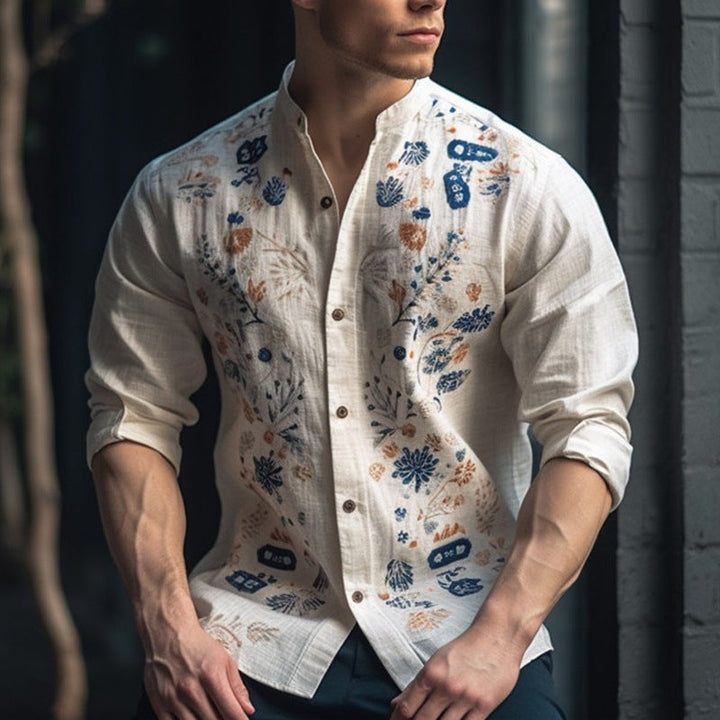 Mens Breathable Long-sleeve Printed Shirt