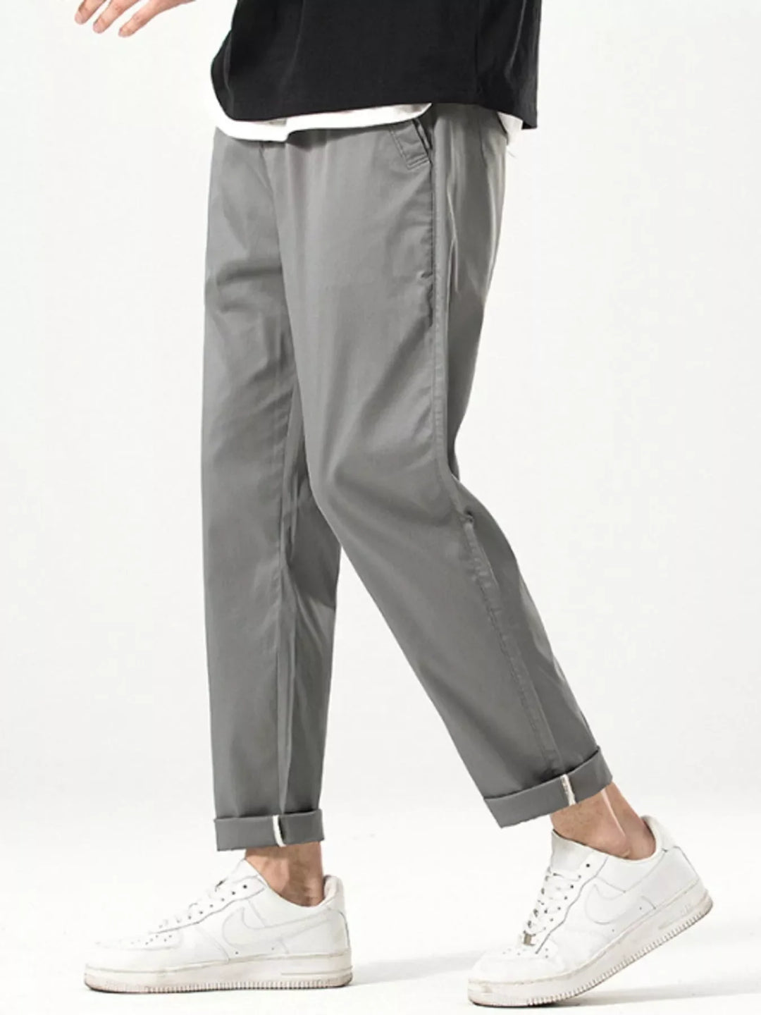 Men's Casual Straight-Leg Cropped Pants