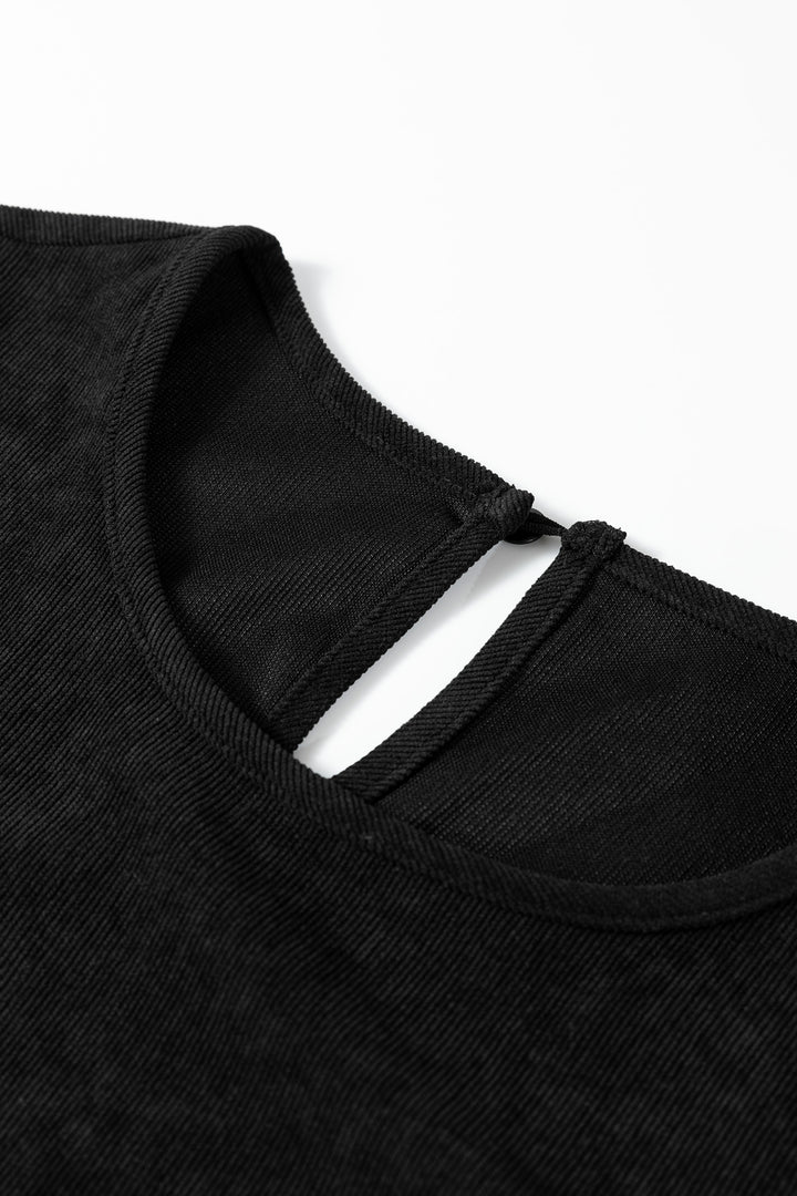 Black Lantern Sleeve Tiered Mini Dress