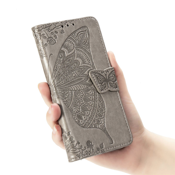 Flower Butterfly Embossed Leather Case