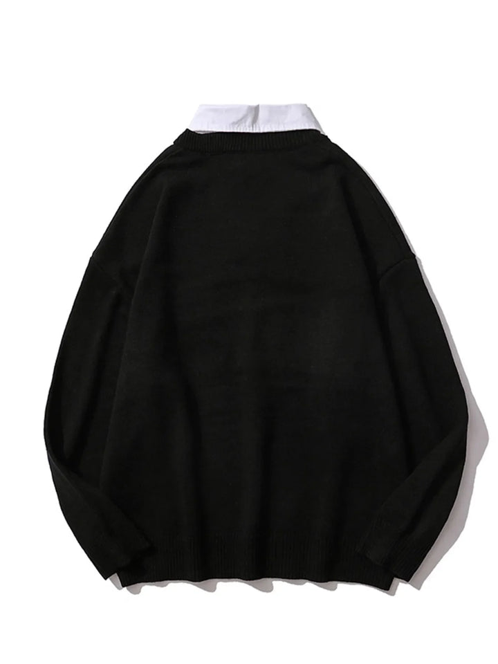 Men's Fake Two Piece Long Sleeve Sweater