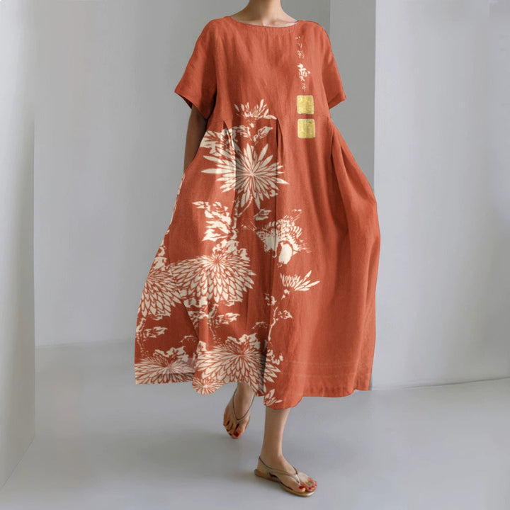 3D Digital-Print Short-Sleeve Casual Dress