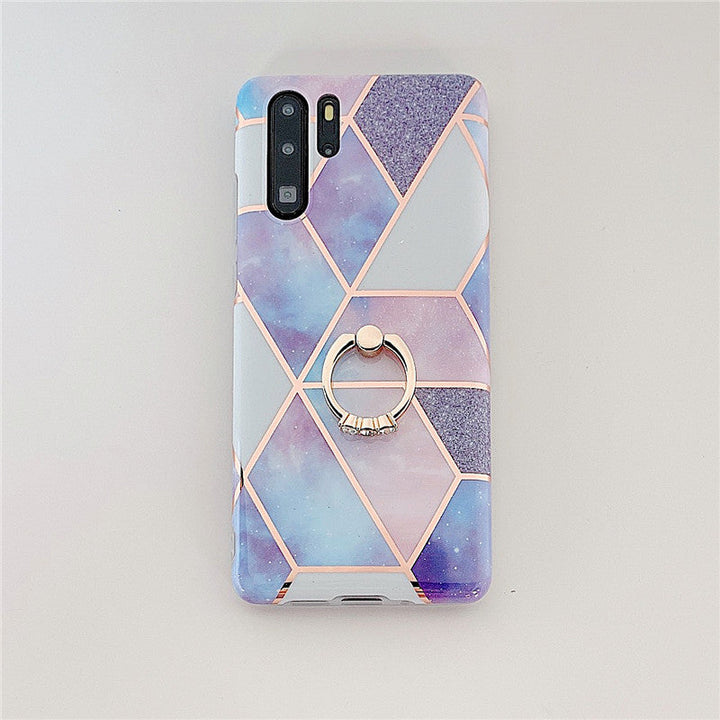 Electroplating mosaic marble ring phone case