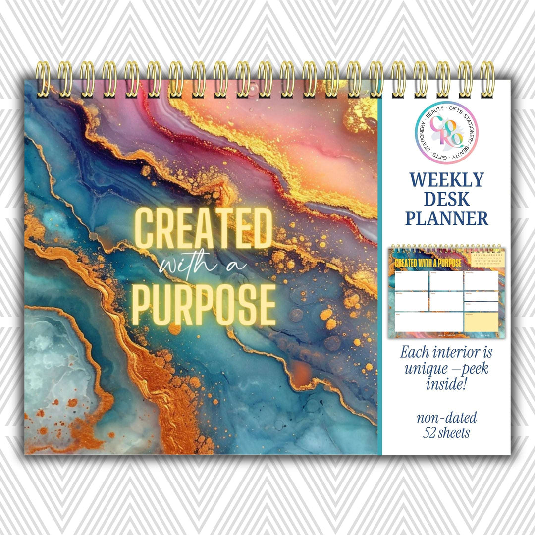 Created With A Purpose Weekly Desk Planner | Undated Self-Love Weekly Planner