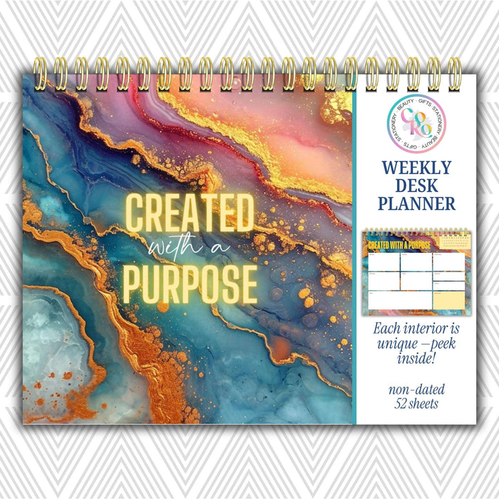Created With A Purpose Weekly Desk Planner | Undated Self-Love Weekly Planner