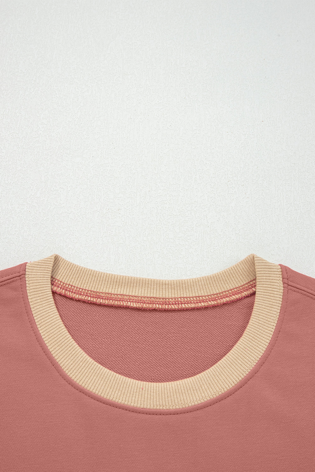 Rose Pink Contrast Star Patchwork Exposed Seam Uneven Hem Drop Shoulder Sweatshirt