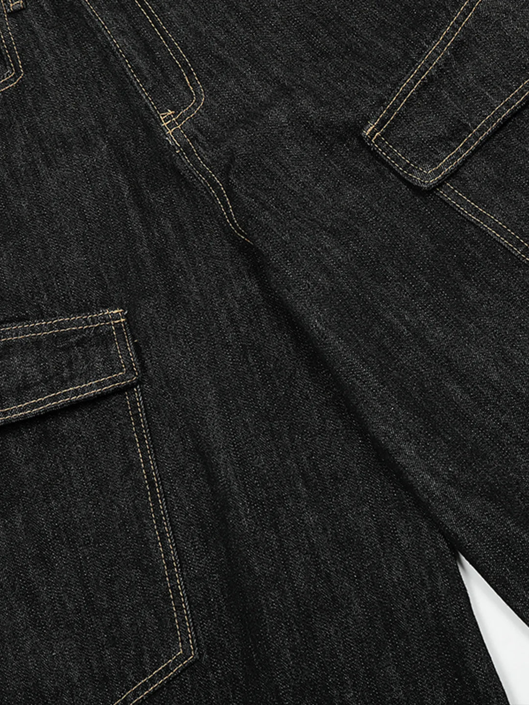Men's Washed Curved Jeans with Contrast Stitching