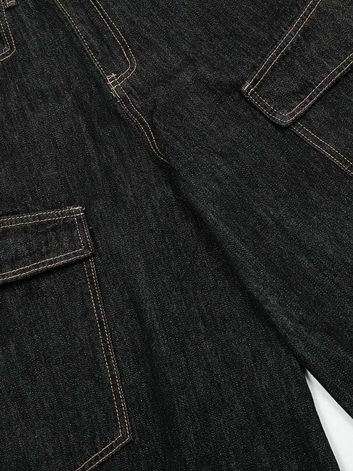 Men's Washed Curved Jeans with Contrast Stitching