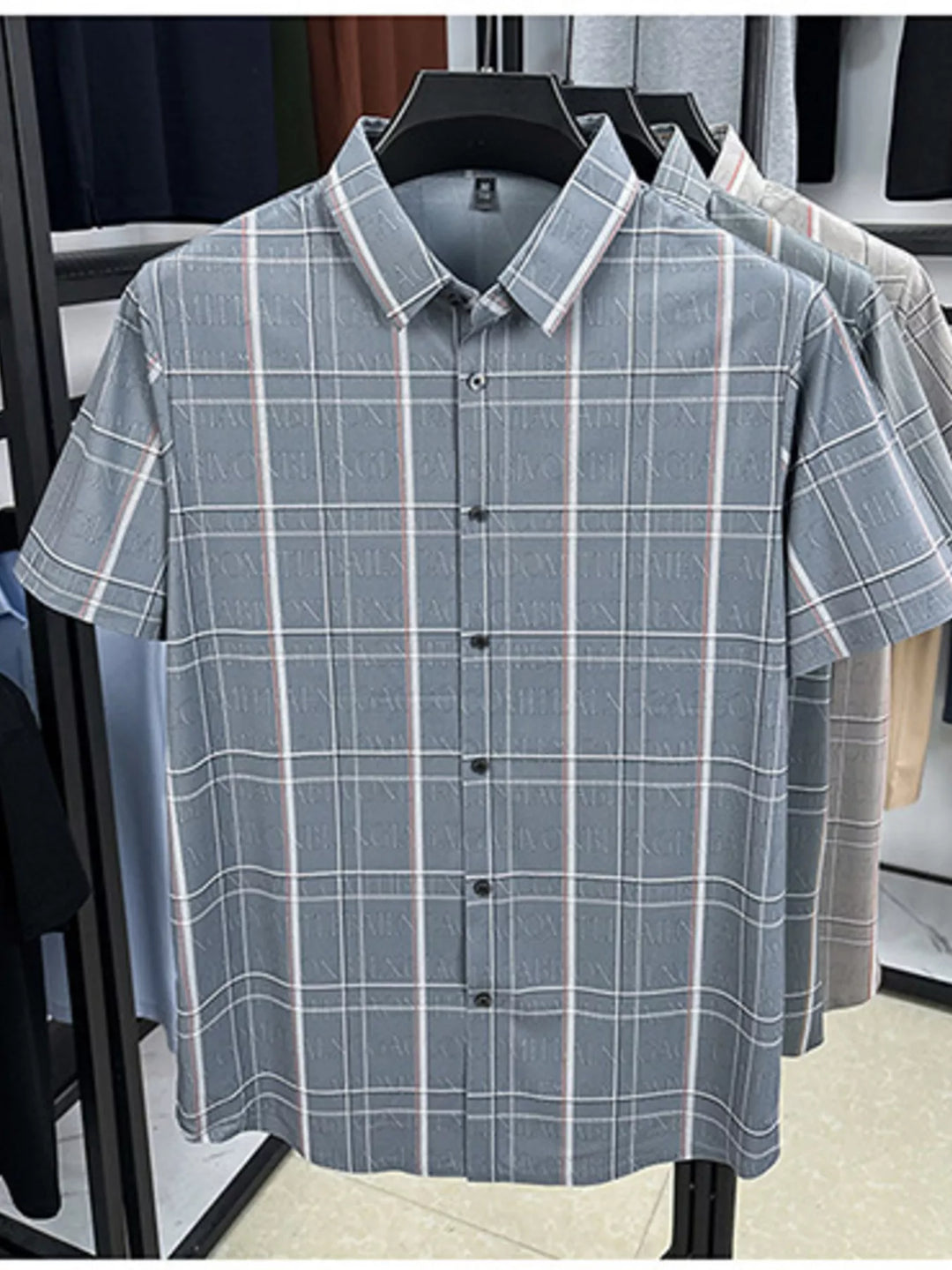 Men's Plus Size Plaid Button Up Short Sleeve Shirt
