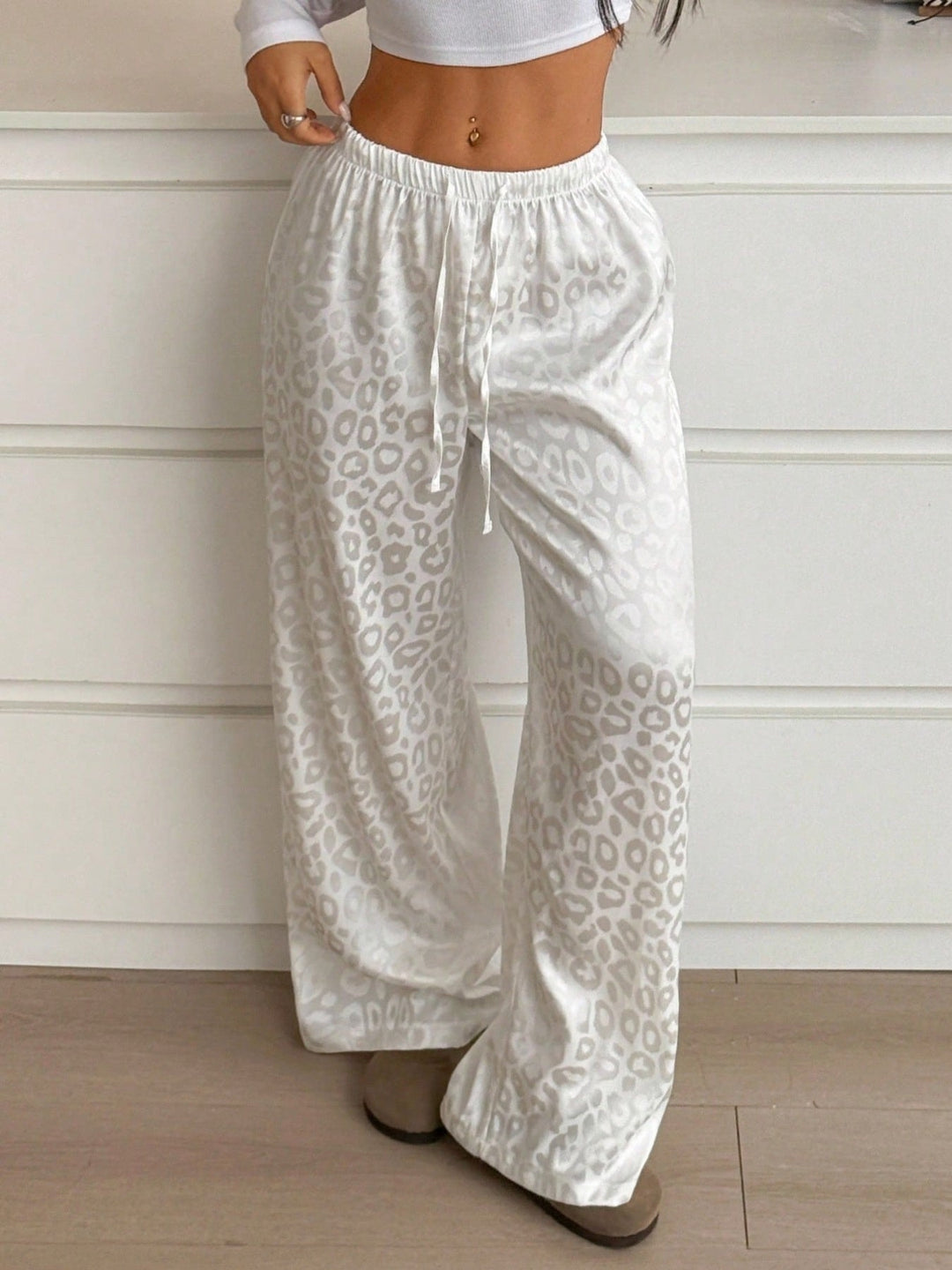 Leopard Print Wide Leg Pants