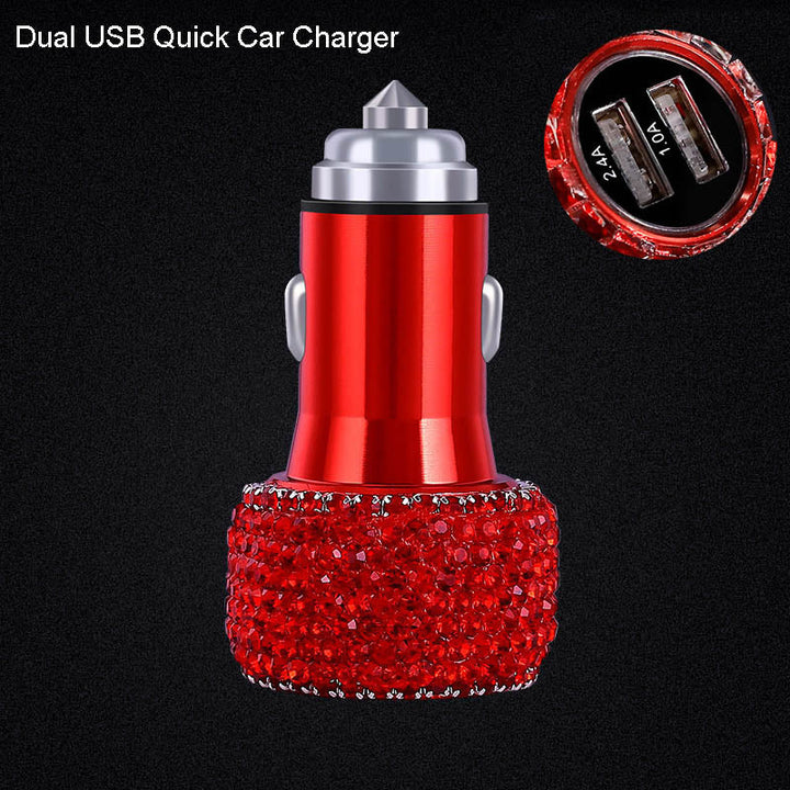 Women Red Rhinestone Car Interior Accessories
