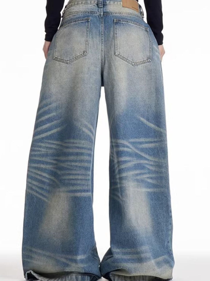Men's Full Size Wide Leg Wash Jeans Plus Size