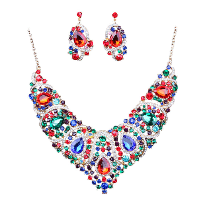 Colorful Bridal Necklace And Earring Set
