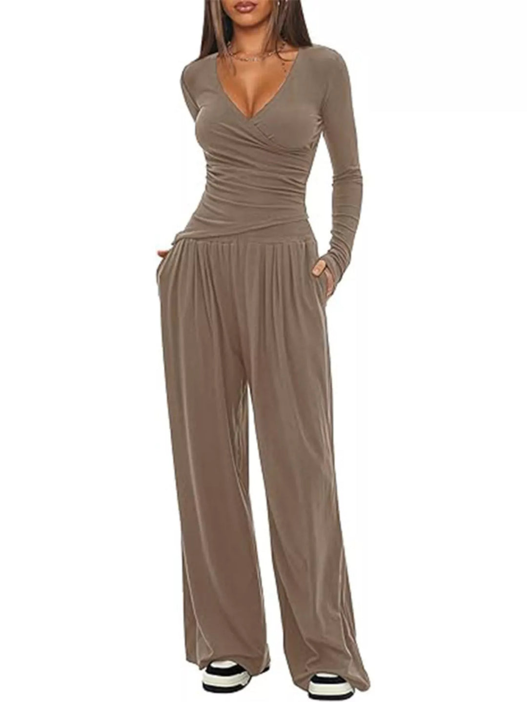 Casual Long Sleeve Top and Pants Two-Piece Set