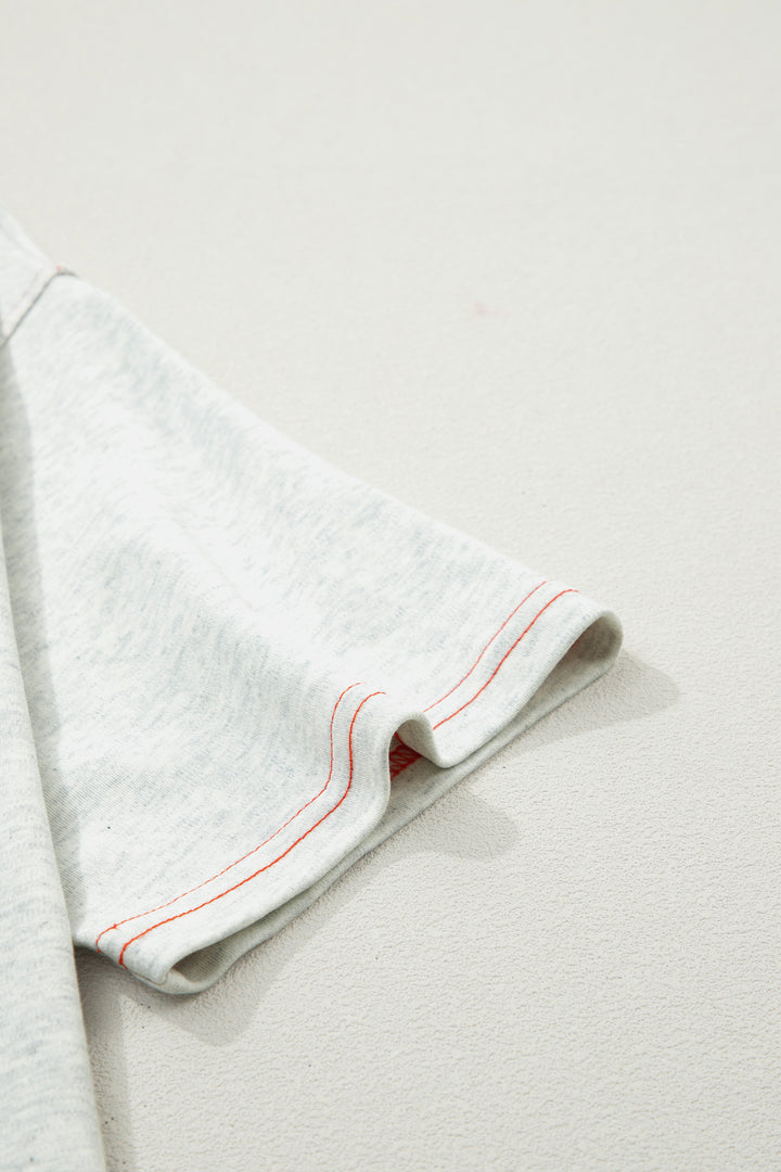 Light Grey Reversible Contrast-Stitched T-Shirt
