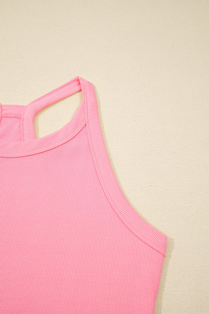 Sachet Pink Slim Tank Top Elastic Waist Mini Skort 2pcs Outfit