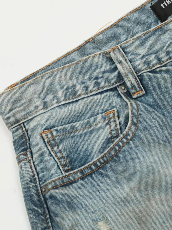 Men's Distressed Wide Leg Jeans