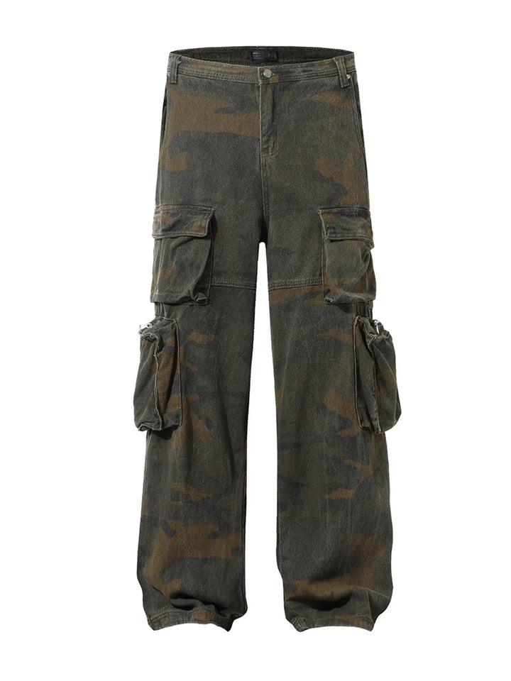 Men's Vintage Camo Cargo Wide Leg Jeans