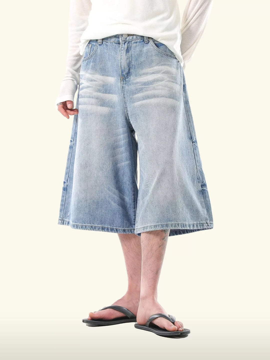 Men's Wide Leg Denim Capris