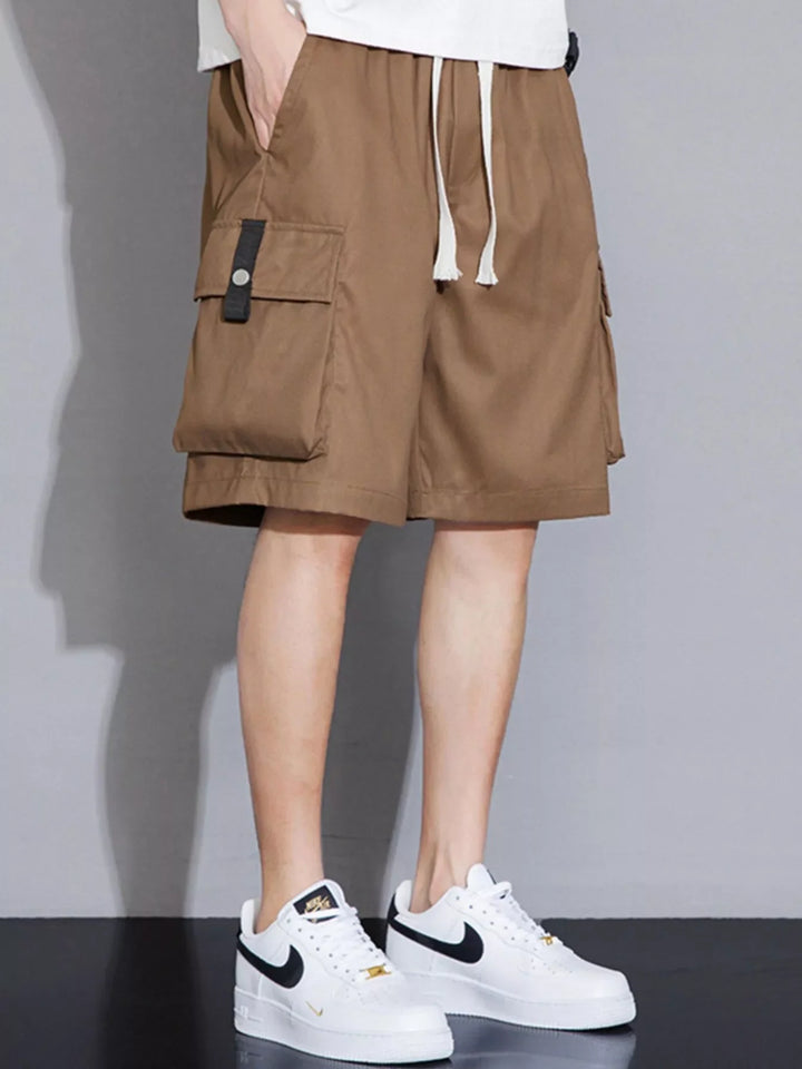 Men's Plus Size Casual Cargo Shorts with Drawstring