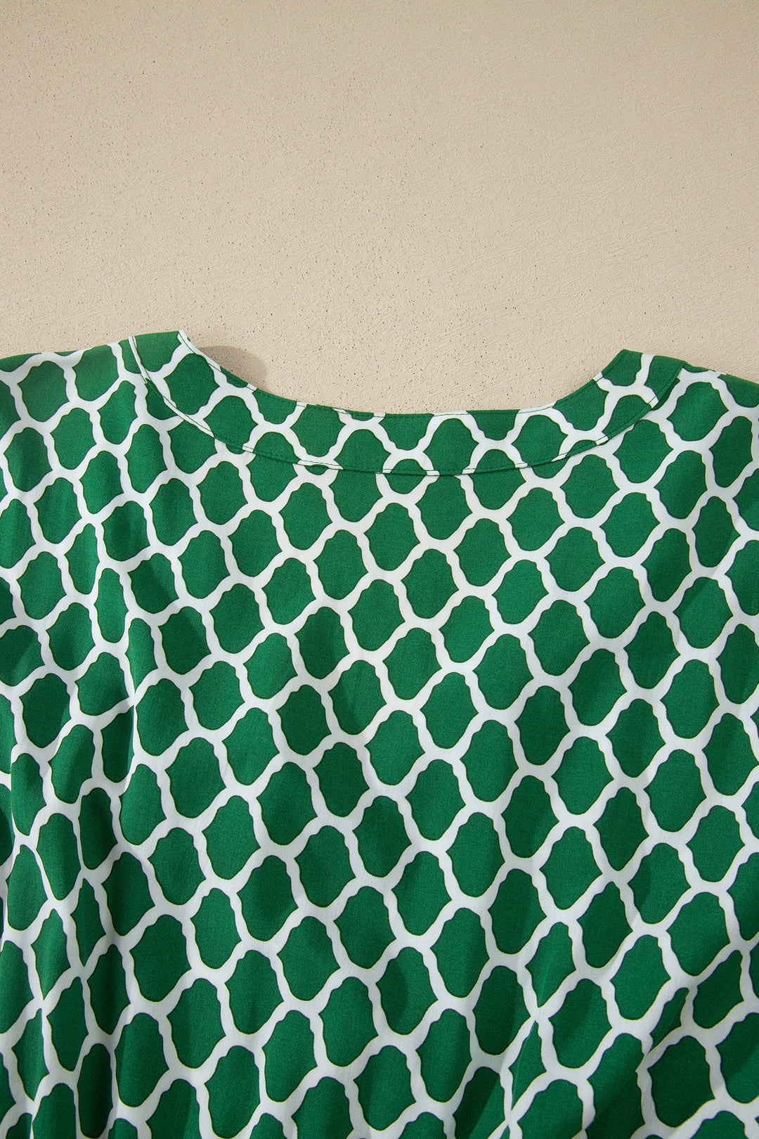 Green Plus Size Geometric Print Pocketed Ruffle Hem Casual Dress