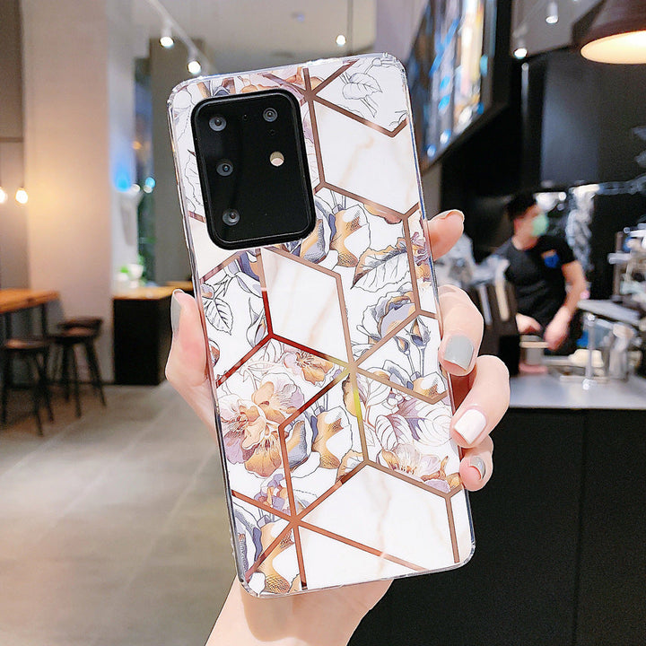 Retro electroplating geometric flower phone case