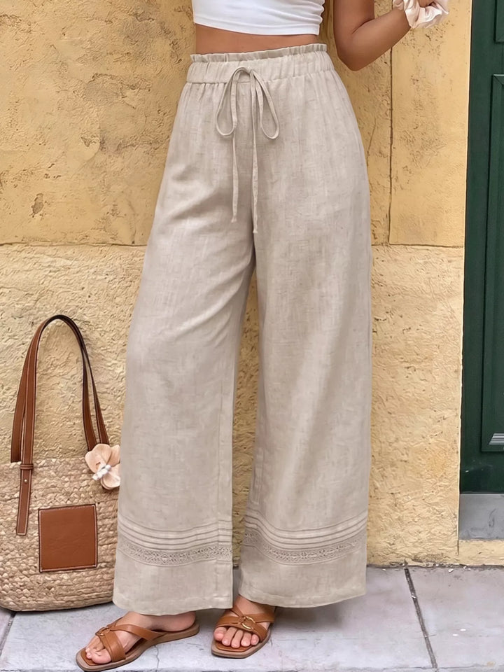 Casual Drawstring Wide Leg Pants