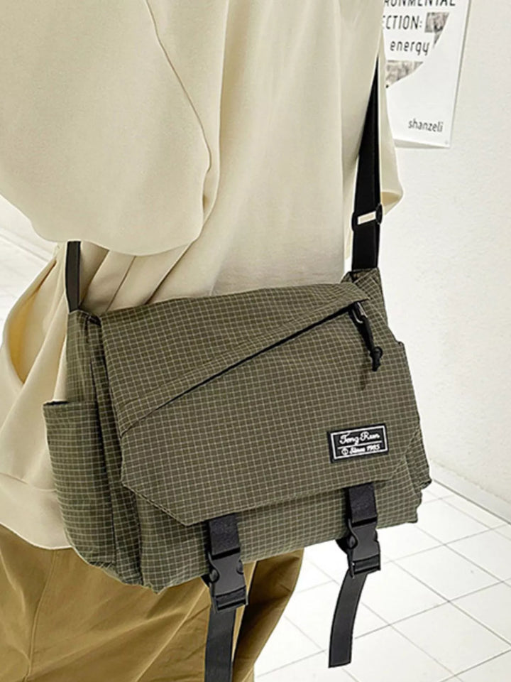 Plaid Buckle Flap Crossbody Bag