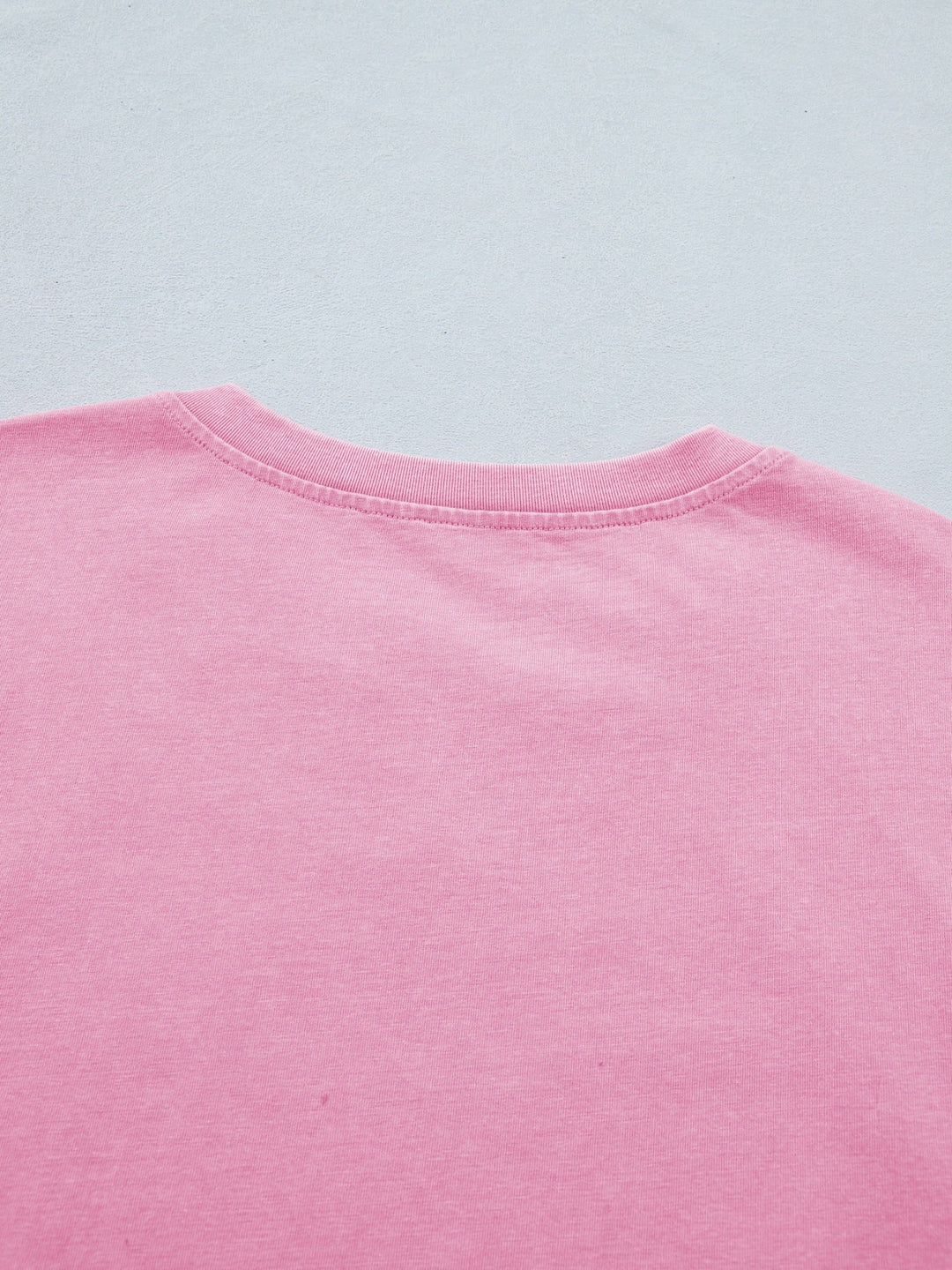 Raw Cut Notched Neck Lace Patchwork Detail Mineral Wash Tee