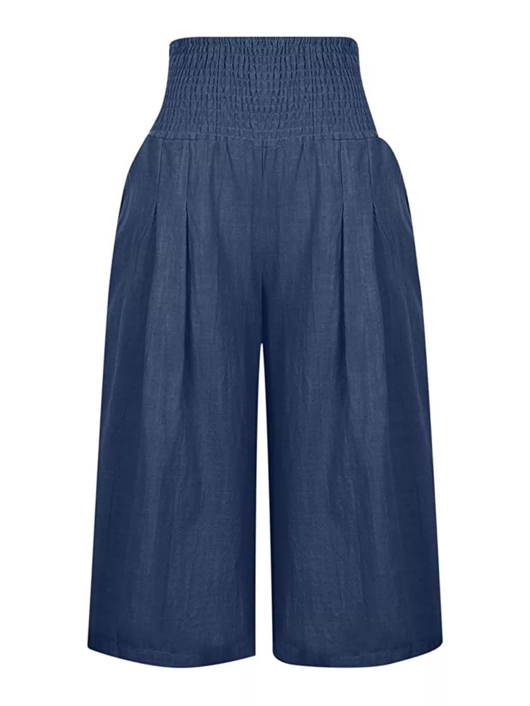Smocked Wide-Leg Capri Pants