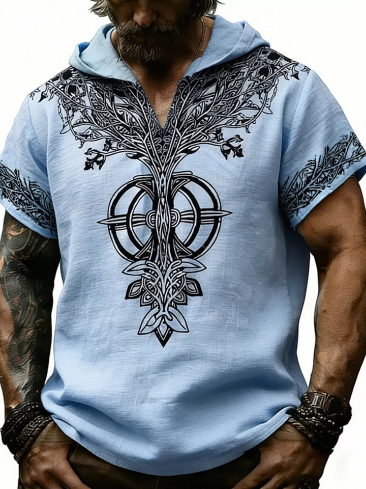 Men's Full Size Printed Hooded Short Sleeve Top Plus Size
