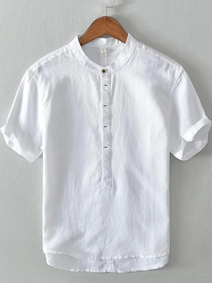 Men's Full Size Casual Button Detail Short Sleeve Blouse Plus Size