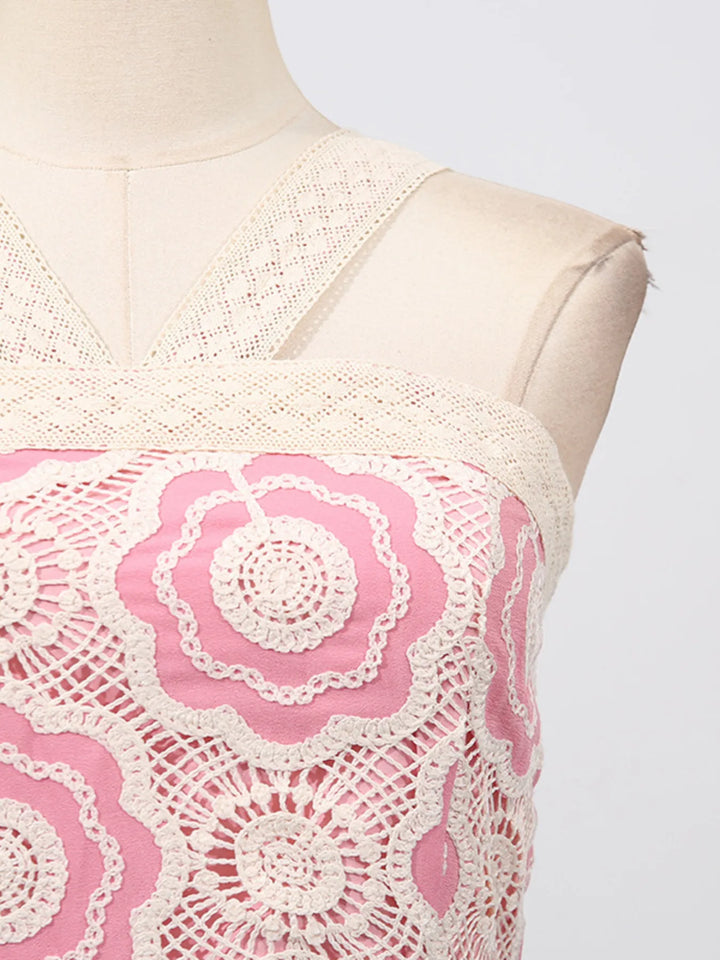 Lace Sleeveless Tiered Midi Dress
