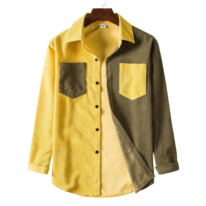 Men's Plus Size Two Tone Long Sleeve Shirt