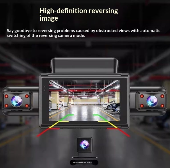 Panoramic Dash Cam Plug-and-Play Night Vision 4-Camera Reversing View