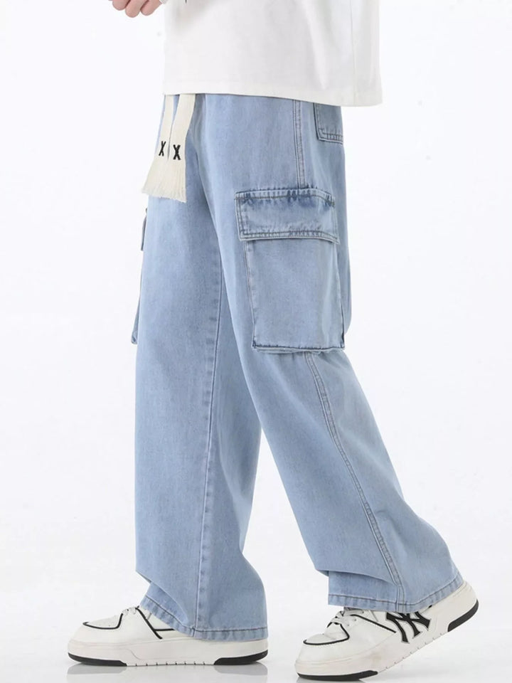 Men's Full Size Wide Leg Cargo Jeans Plus Size