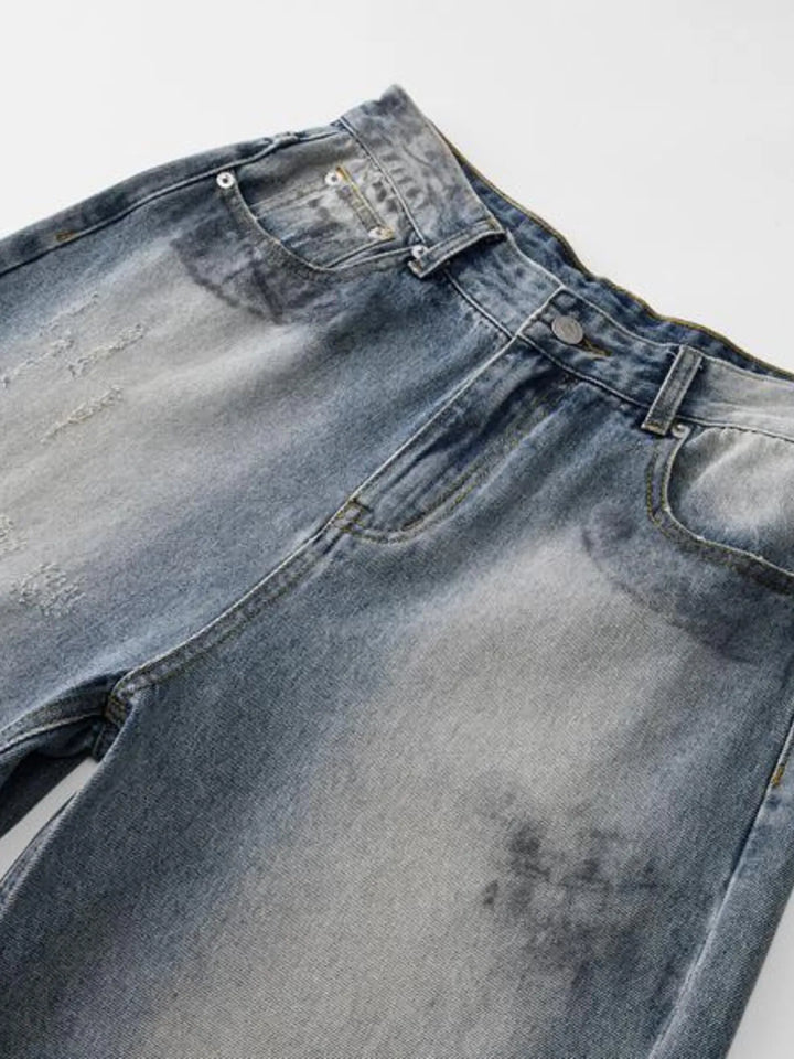 Men's Full Size Wash Wide Leg Jeans Plus Size