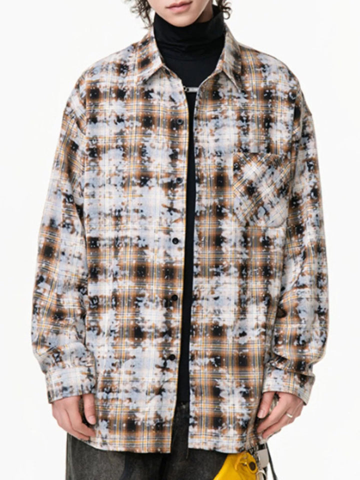 Men's Plus Size Plaid Button Up Long Sleeve Shirt