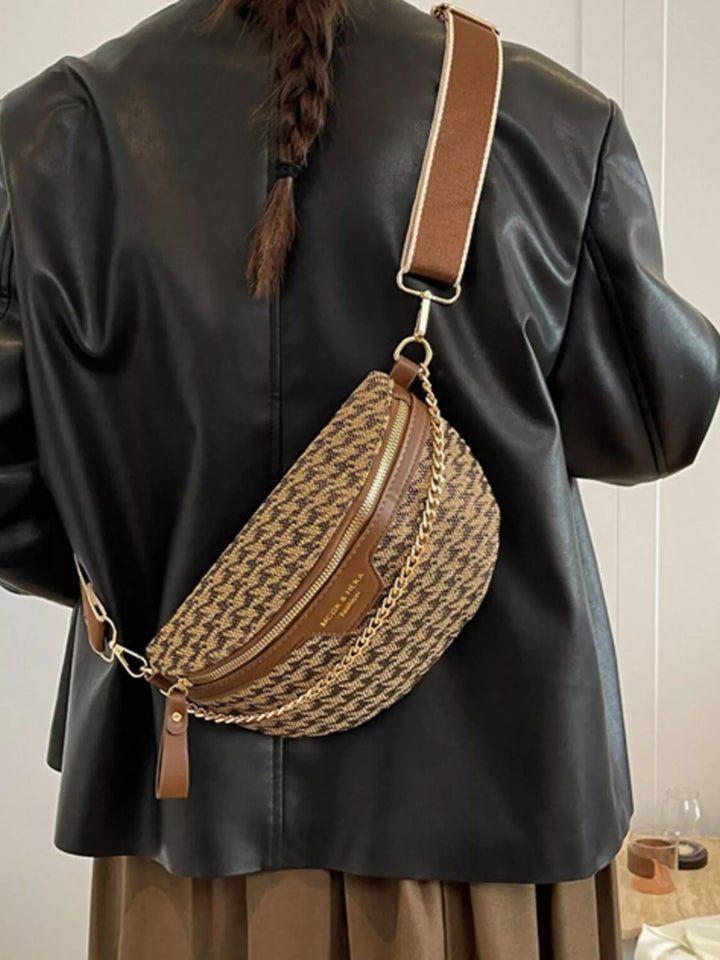 Adjustable Strap Chain Accent Crossbody Bag