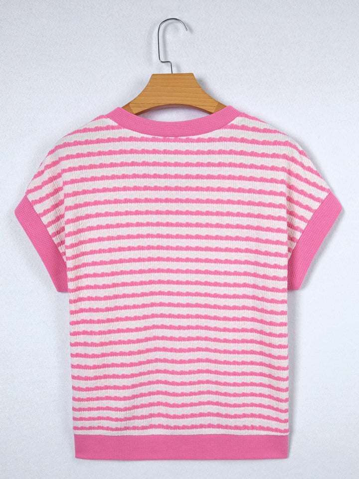 Striped V-Neck Casual T-Shirt